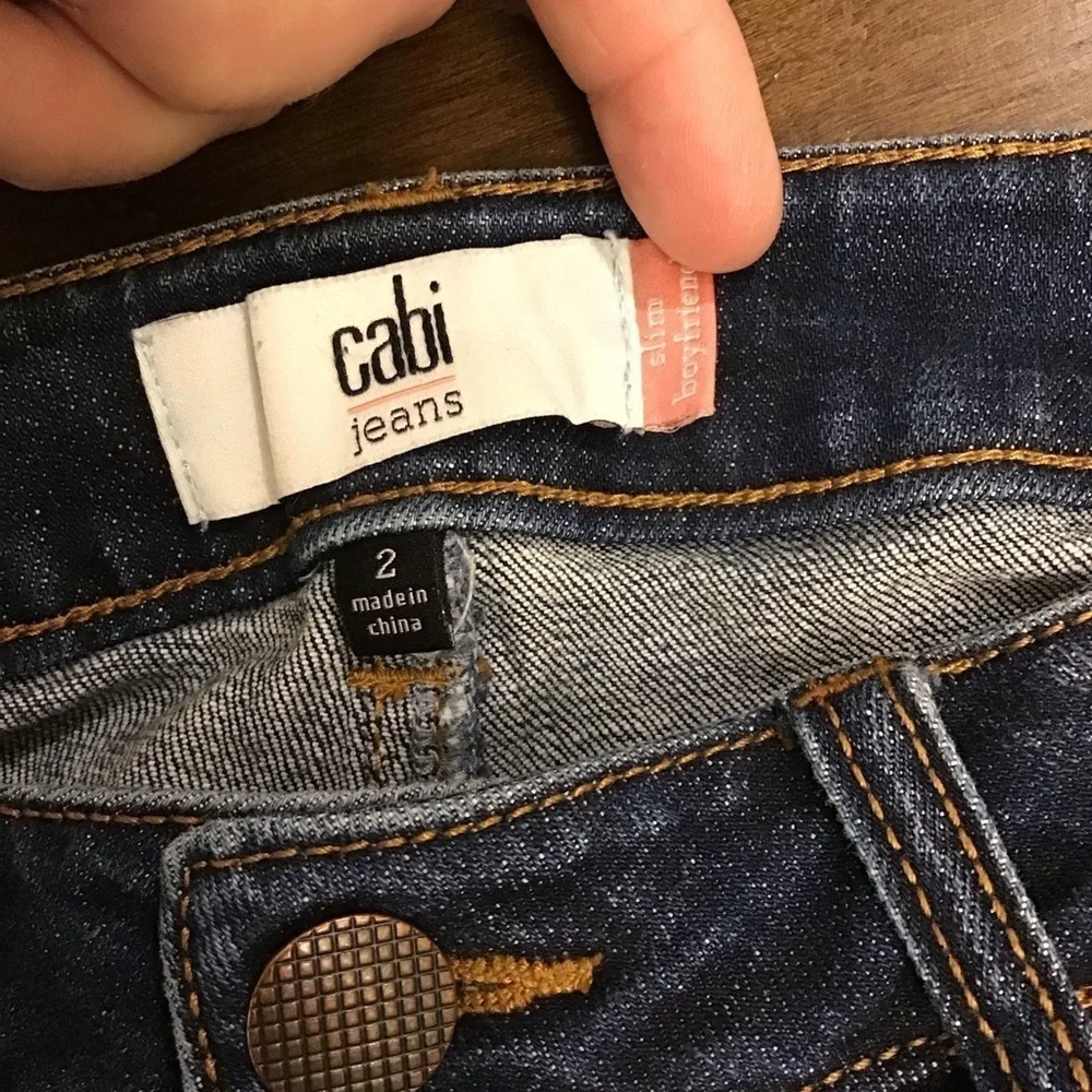 Cabi 2 Slim Boyfriend Two Tone Stars Women’s Jeans Frayed Hems Cropped Stretch